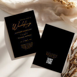 Zwart en Goud Moderne Typografie RSVP Trouwen Kaart