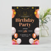 Zwart en goud moderne verjaardag kaart (Staand voorkant)