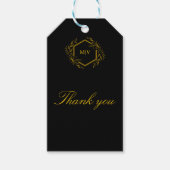 Zwart en goud Mongram Crest Cadeaulabel (Voorkant)