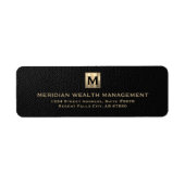 Zwart en Goud Monogram Adresetiketten Etiket (Voorkant)