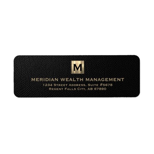 Zwart en Goud Monogram Adresetiketten Etiket (Voorkant)