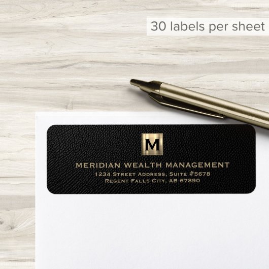 Zwart en Goud Monogram Adresetiketten Etiket