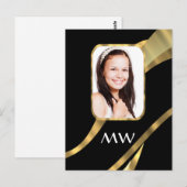 Zwart en goud monogram briefkaart (Voorkant / Achterkant)