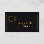 Zwart en Goud Monogram Creet Plaats Kaarten Plaatskaartje (Voorkant)