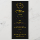 Zwart en goud Monogram Crest Menu (Voorkant)