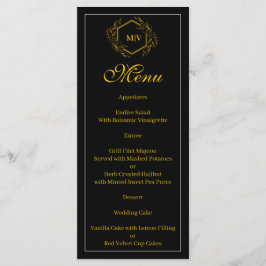 Zwart en goud Monogram Crest Menu