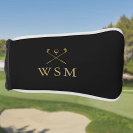Zwart en Goud Monogram Custom Golf Clubs Golfheadcover