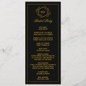 Zwart en goud Monogram dubbele zijprogrammakaart Programmakaart (Achterkant)