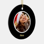 Zwart en goud monogram | Elegant Initiaal FOTO Keramisch Ornament (Rechts)