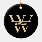 Zwart en goud monogram | Elegant Initiaal FOTO Keramisch Ornament (Achterkant)