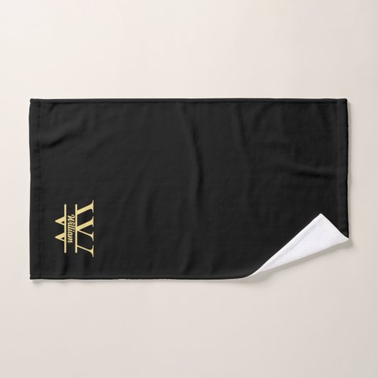 Zwart en goud monogram | Elegant Initiaal script Bad Handdoek (Handdoek)