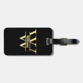 Zwart en goud monogram | Elegant Initiaal script Bagagelabel (Achterkant horizontaal)