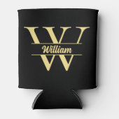 Zwart en goud monogram | Elegant Initiaal script Blikjeskoeler (Voorkant)