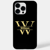 Zwart en goud monogram | Elegant Initiaal script Case-Mate iPhone Case (Achterkant)