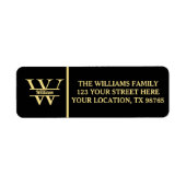 Zwart en goud monogram | Elegant Initiaal script Etiket (Voorkant)
