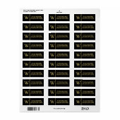 Zwart en goud monogram | Elegant Initiaal script Etiket (Full Sheet)