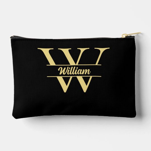 Zwart en goud monogram | Elegant Initiaal script Etui (Achterkant)