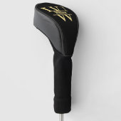 Zwart en goud monogram | Elegant Initiaal script Golfheadcover (Schuin)