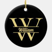 Zwart en goud monogram | Elegant Initiaal script Keramisch Ornament (Achterkant)