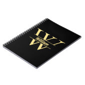 Zwart en goud monogram | Elegant Initiaal script Notitieboek (Linkerzijde)