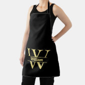 Zwart en goud monogram | Elegant Initiaal script Schort (Insitu)