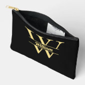 Zwart en Goud Monogram | Elegante Initiaal Script Etui (Open)