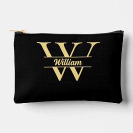 Zwart en Goud Monogram | Elegante Initiaal Script Etui