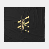 Zwart en Goud Monogram | Elegante Initiaal Script Fleece Deken (Voorkant (Horizontaal))