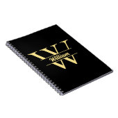 Zwart en Goud Monogram | Elegante Initiaal Script Notitieboek (Rechterzijde)