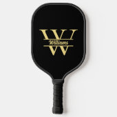 Zwart en Goud Monogram | Elegante Initiaal Scripti Pickleball Paddle (Achterkant)