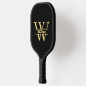 Zwart en Goud Monogram | Elegante Initiaal Scripti Pickleball Paddle (Links)