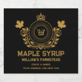 zwart en goud Monogram Esdoornsiroop Label Likeurfles Etiket (Enkel label)