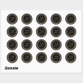 Zwart en Goud Monogram Huwelijksgunst Ronde Sticker (Vel)