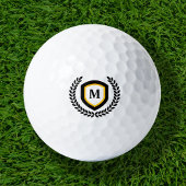 Zwart en Goud Monogram Logo Crest Golfballen
