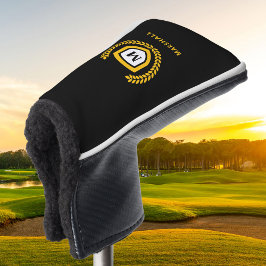 Zwart en Goud Monogram Logo Crest Golfheadcover