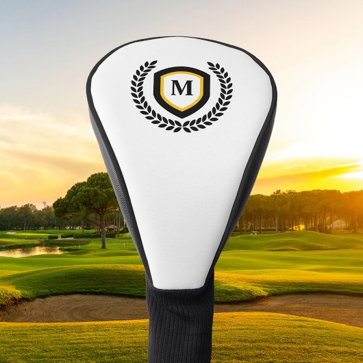 Zwart en Goud Monogram Logo Crest Golfheadcover
