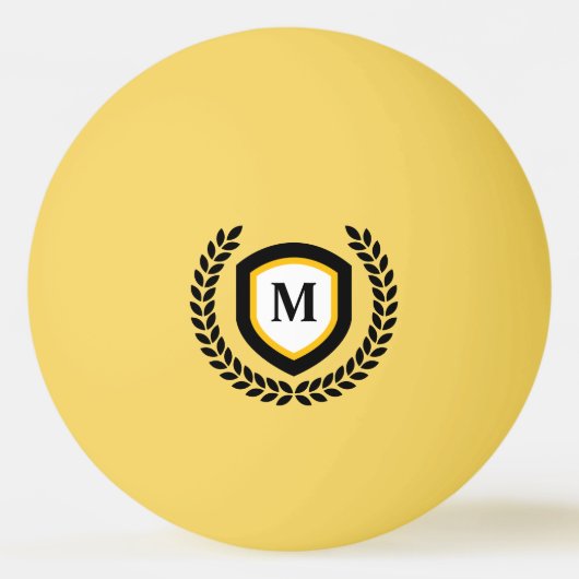 Zwart en Goud Monogram Logo Crest Pingpongbal (Voorkant)