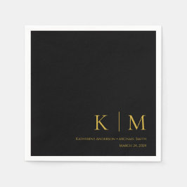 Zwart en Goud-Monogram-Modern-Bruiloft- Servet