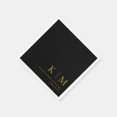 Zwart en Goud-Monogram-Modern-Bruiloft- Servet (Hoek)