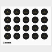 Zwart en goud Monogram Ronde Sticker (Vel)