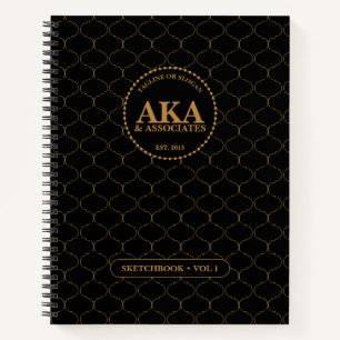 Zwart en Goud Monogram Schets Notitieboek