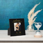 Zwart en Goud-Monogram-Tafelblad Plaque met Ezel Fotoplaat (Insitu)