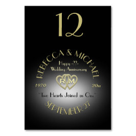 Zwart en Goud Monogram Tafelnummer