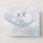 Zwart en Goud Monogram Winter Bruiloft All In One Uitnodiging (Achterkant)
