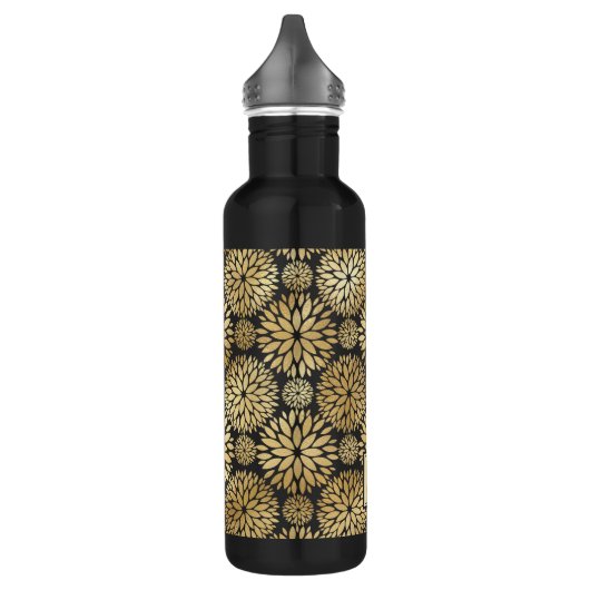 Zwart en Goud Monogrammed Waterfles (Links)