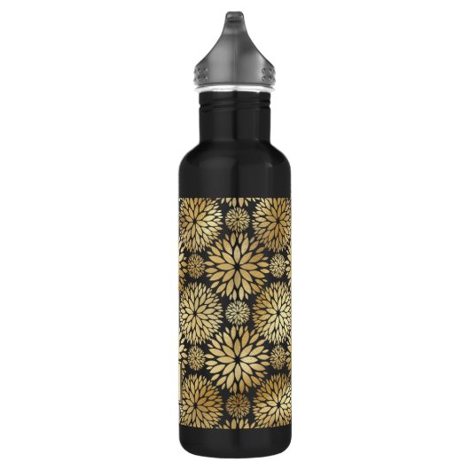Zwart en Goud Monogrammed Waterfles (Rechts)
