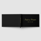 Zwart en goud mooi krullerig script bruiloft gastenboek (Volledig)