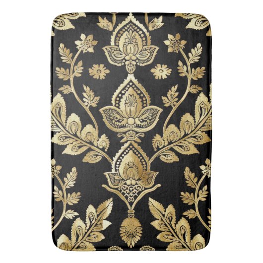 Zwart en goud motief badmat (Voorkant Verticaal)