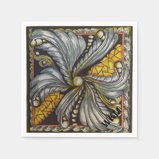 Zwart en goud mozaïek servet (Voorkant)