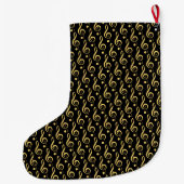 Zwart en goud Musical Treble Clef Stocking Grote Kerstsok (Achterkant)